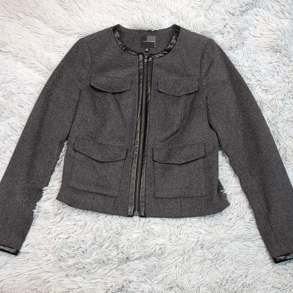 The Limited Jacket Womens S Gray Wool Blend Zip Up Preppy Career Pockets